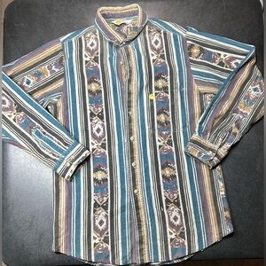 Carhartt Size M Vintage 94’ Southwestern Aztec Pattern Button-Up Flannel Shirt